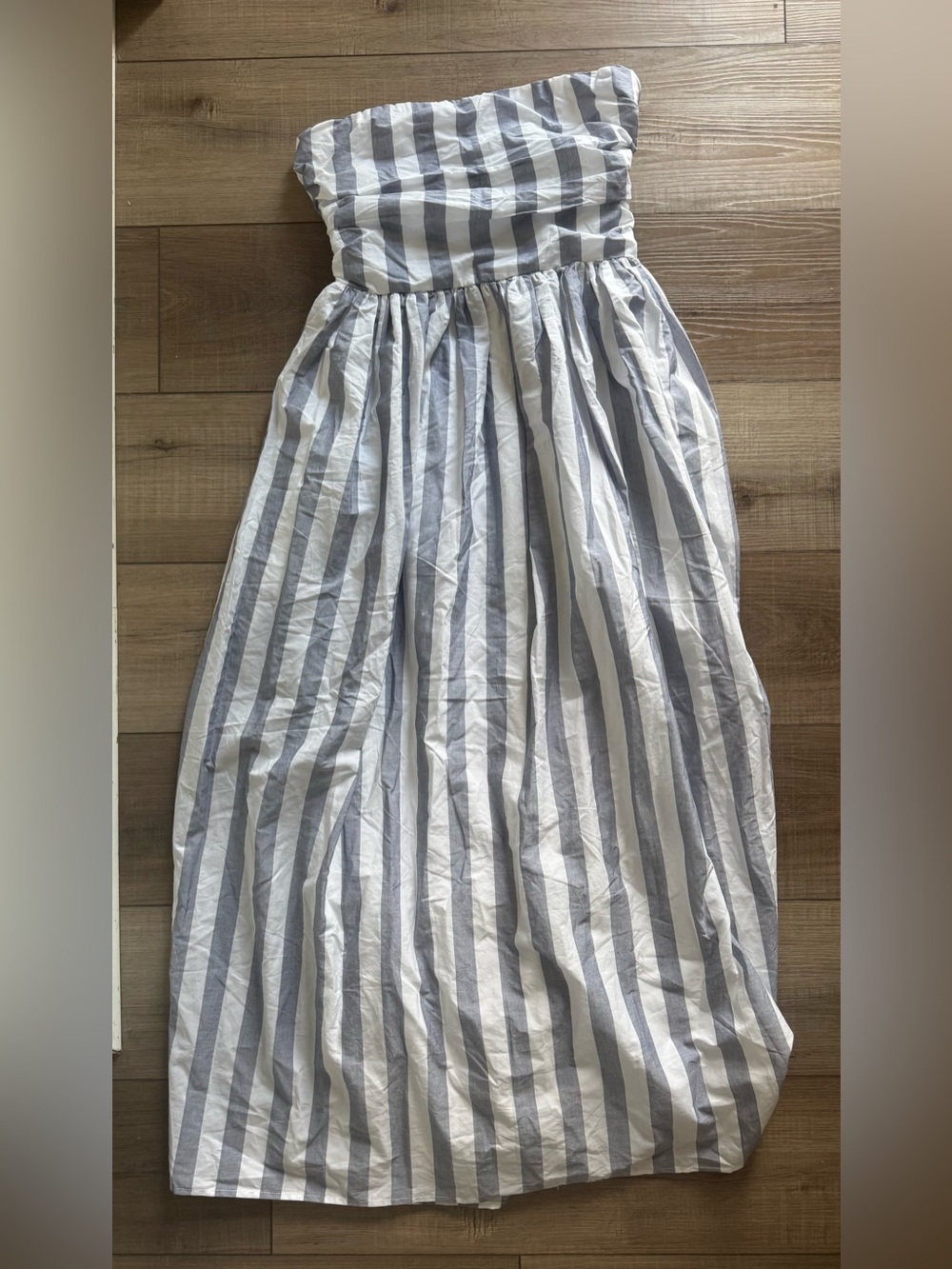 NWT Altar'd State Strapless Maxi Dress in White and Light Gray Stripes